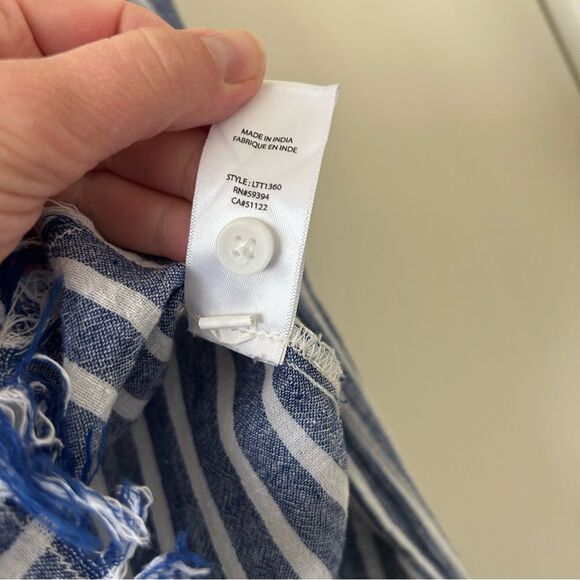 BeachLunchLounge Striped Linen Cotton Chambray Button Down Shirt Women's Small - Picture 6 of 9